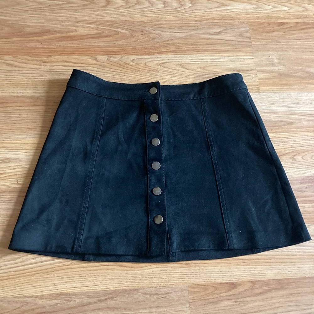 ZARA - Faux Suede Button Front Mini Skirt